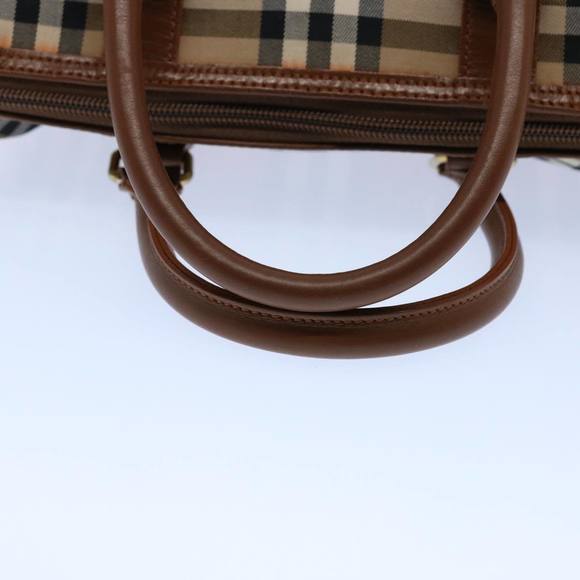 Burberrys Nova Check Hand Bag Nylon Canvas Beige Auth 62015 - Picture 7 of 16